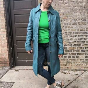 Vintage Inspired Teal Long Coat